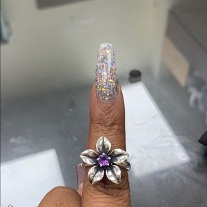 Retired James Avery Amethyst Flower Ring